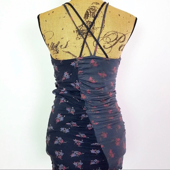 Free People Two-Tone Flower Print Bodycon Mini - Picture 2 of 2